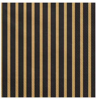 Servetten Stripes, 33x33cm, goud (1 zakje met 20 stuks)
