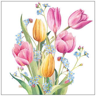Servetten Tulips Bouquet 33cm