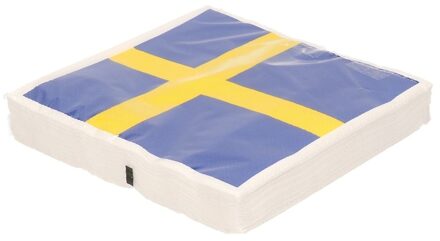 Servetten Zweden - 20x - 33 cm - papier - vlag - Landen thema versiering Multi