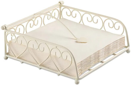 Servettenhouder - hartjes - wit - 18 x 18 x 7 cm - servethouder - houder voor servetten