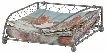 Servettenhouder - metaaldraad - 18 x 16 cm - metaal - tafeldecoratie Zilver