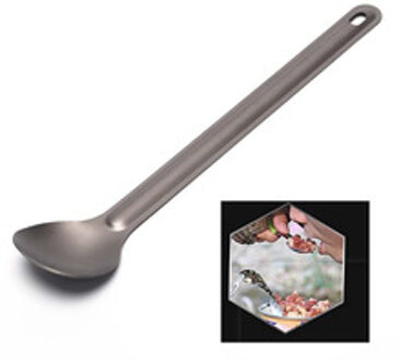 Servies Handvat Lepel Platte Levert Outdoor Camping Lange Draagbare Titanium Staal Keuken Picknick Supplement Milieuvriendelijke