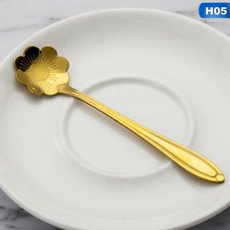 Servies Koffie Roeren Lepel Keramische Handvat Bloem Scoop Rvs Vergulde Cherry Rose Lepels Keuken Gereedschap H05