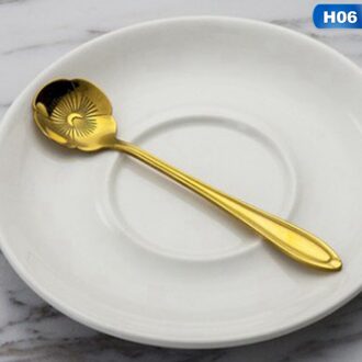 Servies Koffie Roeren Lepel Keramische Handvat Bloem Scoop Rvs Vergulde Cherry Rose Lepels Keuken Gereedschap H06