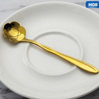 Servies Koffie Roeren Lepel Keramische Handvat Bloem Scoop Rvs Vergulde Cherry Rose Lepels Keuken Gereedschap H08