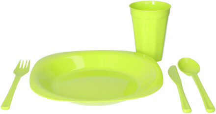 Servies set - 31-delig - groen - kunststof - herbruikbaar - BPA-vrij - picknick servies