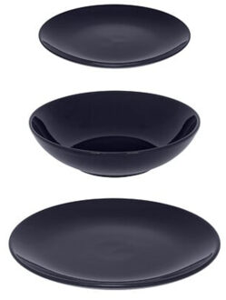 Servies set Colorama uni - 18-delig - blauw - aardewerk dinerservies - tafelservies - 6 personen