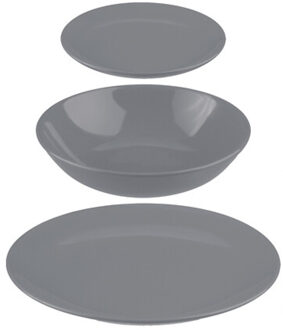 Servies set Colorama uni - 18-delig - grijs - aardewerk dinerservies - tafelservies - 6 personen