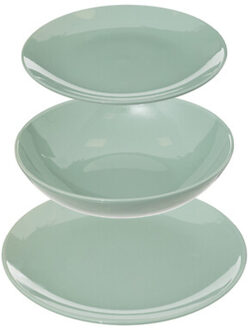 Servies set Colorama uni - 18-delig - groen - aardewerk dinerservies - tafelservies - 6 personen