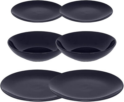 Servies set Colorama uni - 36-delig - blauw - aardewerk dinerservies - tafelservies - 12 personen