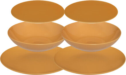 Servies set Colorama uni -36-delig - geel - aardewerk dinerservies - tafelservies - 12 personen