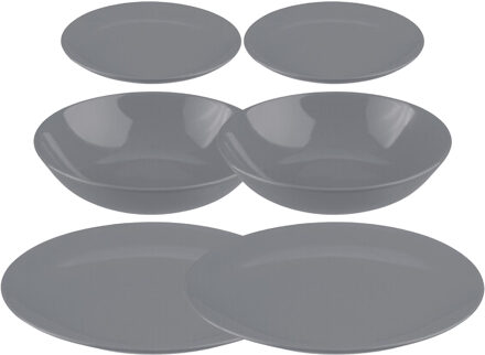 Servies set Colorama uni - 36-delig - grijs - aardewerk dinerservies - tafelservies - 12 personen