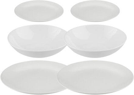 Servies set Colorama uni - 36-delig - wit - aardewerk dinerservies - tafelservies - 12 personen