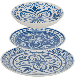 Servies set Delft - 12-delig - blauw - aardewerk dinerservies - tafelservies - 4 personen