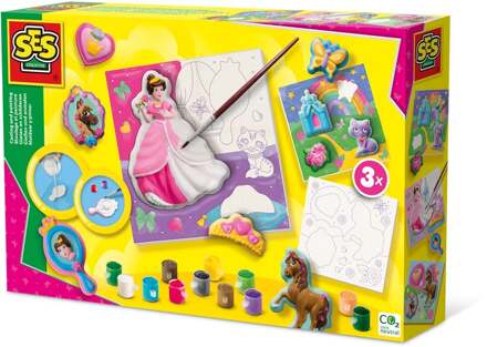 SES Creative Boetseren en schilderen - Doeken voor het schilderen van prinsessen 3x - Creatieve hobby's - SES CREATIVE - Maak 3 prins