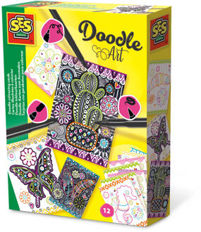 SES Creative Creative Doodle Inkleurkaarten Multikleur