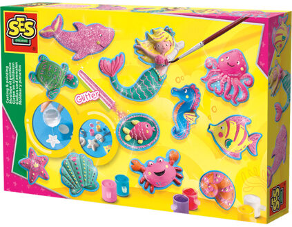SES Creative gieten en schilderen oceaanfiguren Multikleur