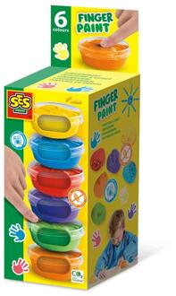 SES Creative® Vingerverf 6 kleuren x 45 ml Kleurrijk