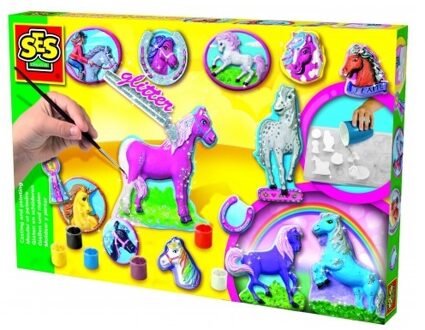 SES Creative reliëfgieten paarden 4-delig Multikleur