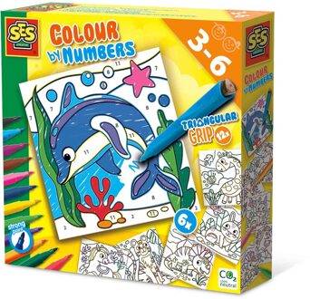 SES Creative SES - Kleuren op Nummer Driehoekgrip Stiften