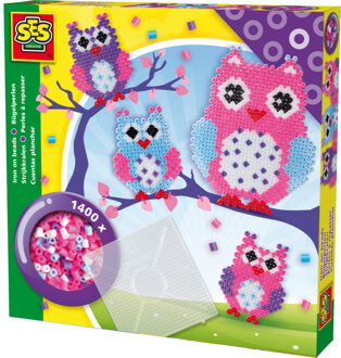 SES Creative Strijkkralenset Uil Roze