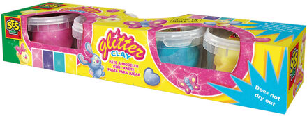 SES Klei glitter 4x90gr Multikleur