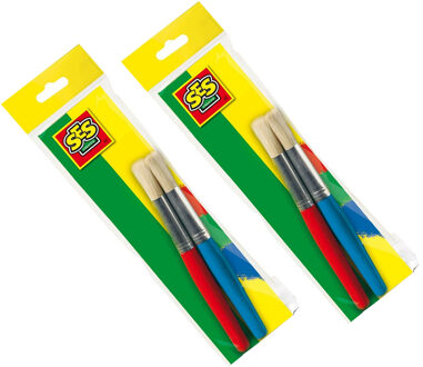 SES Kwasten/penselen set 2- 2x -delig - voor kinderen - schilderen hobby/knutselmateriaal