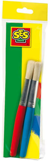 SES Kwasten/penselen set 2-delig - voor kinderen - schilderen hobby/knutselmateriaal Multi