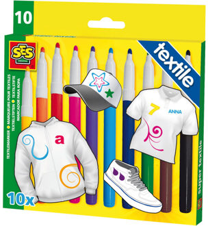 SES Textielstiften, 10 kleuren