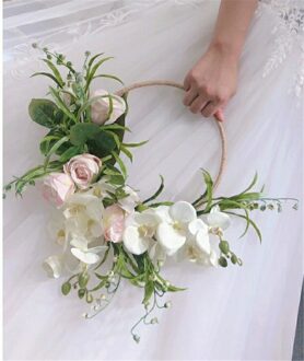 Sesthfar Rose Hoop Wedding Boeket Draagbare Guirlande Bruid Bruidsmeisje Team Bloem Kunstmatige Bridal Bloemen Boeket