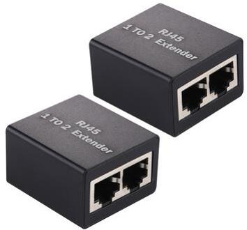 Set 1 naar 2 RJ45 Splitter Connector Inline LAN stekkers Ethernet-kabel Extender Adapter - 2 Stu.