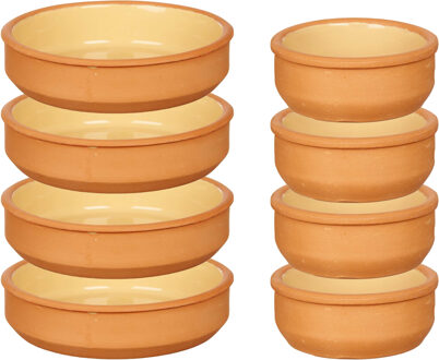 Set 10x tapas/creme brulee schaaltjes - terra/geel - 6x 8 cm/4x 16 cm