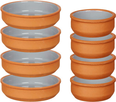 Set 10x tapas/creme brulee schaaltjes - terra/grijs - 6x 8 cm/4x 16 cm