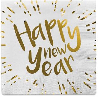 Set 12 Servetten 'Happy New Year' (33 x 33 cm)