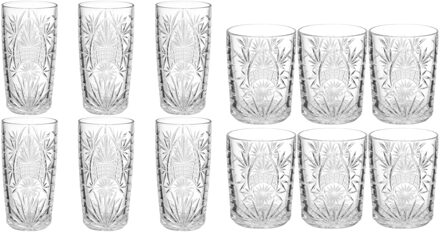 Set 12x stuks Ayla-serie water/longdrink glazen 350 ml van glas - Drinkglazen Transparant