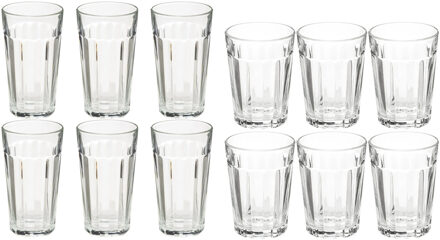 Set 12x stuks Lorenz-serie water/drink glazen 250 en 350 ml van glas - Drinkglazen Transparant