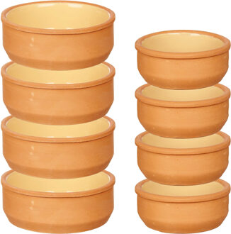 Set 12x tapas/creme brulee schaaltjes - terra/geel - 6x 8 cm/6x 12 cm