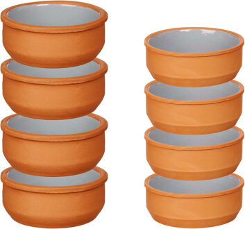 Set 12x tapas/creme brulee schaaltjes - terra/grijs - 6x 8 cm/6x 12 cm