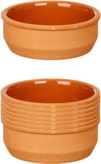 Set 12x tapas/creme brulee serveer schaaltjes terracotta/bruin 12x4 cm - Snack en tapasschalen