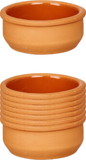 Set 12x tapas/creme brulee serveer schaaltjes terracotta/bruin 8x4 cm - Snack en tapasschalen