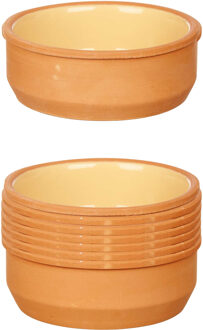 Set 12x tapas/creme brulee serveer schaaltjes terracotta/geel 12x4 cm - Snack en tapasschalen