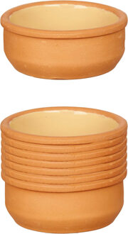 Set 12x tapas/creme brulee serveer schaaltjes terracotta/geel 8x4 cm - Snack en tapasschalen