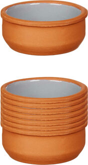 Set 12x tapas/creme brulee serveer schaaltjes terracotta/grijs 8x4 cm - Snack en tapasschalen