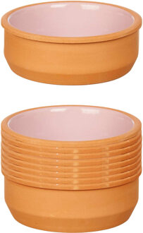 Set 12x tapas/creme brulee serveer schaaltjes terracotta/roze 12x4 cm - Snack en tapasschalen