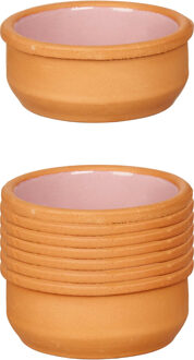 Set 12x tapas/creme brulee serveer schaaltjes terracotta/roze 8x4 cm - Snack en tapasschalen