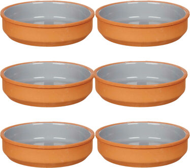 Set 16x tapas/creme brulee serveer schaaltjes terracotta/grijs 16x4 cm