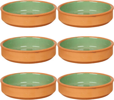 Set 16x tapas/creme brulee serveer schaaltjes terracotta/groen 16x4 cm