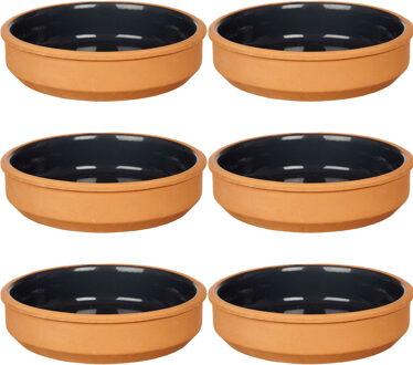Set 16x tapas/creme brulee serveer schaaltjes terracotta/zwart 16x4 cm
