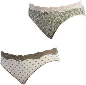 Set-2 Brislip Coquettes Katoenen Slip 1031497 voor dames Groen - M