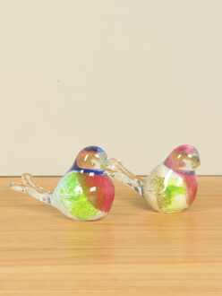 Set 2 glazen vogeltjes pastel kleur